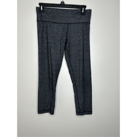 Lululemon Black Herringbone Cropped Leggings Size 6 - Picture 1 of 7